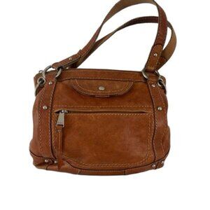 Fossil Cognac-Colour Leather Medium-Size 70s Style Handbag
